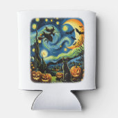 Halloween Witch Van Gogh Sterrennacht Black Cat Pu Blikjeskoeler (Achterkant)
