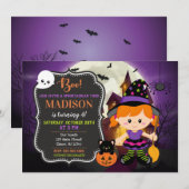 Halloween Witch Verjaardag Uitnodiging (Voorkant / Achterkant)