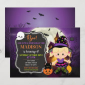Halloween Witch Verjaardag Uitnodiging (Voorkant / Achterkant)