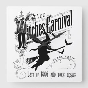 Halloween Witch Vierkante Klok
