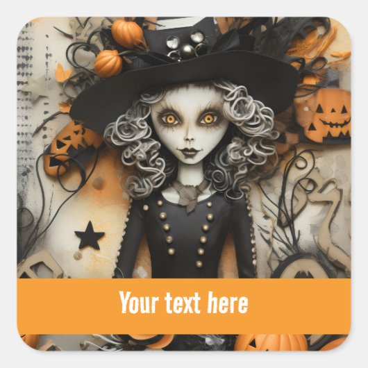Halloween Witch Vierkante Sticker (Voorkant)