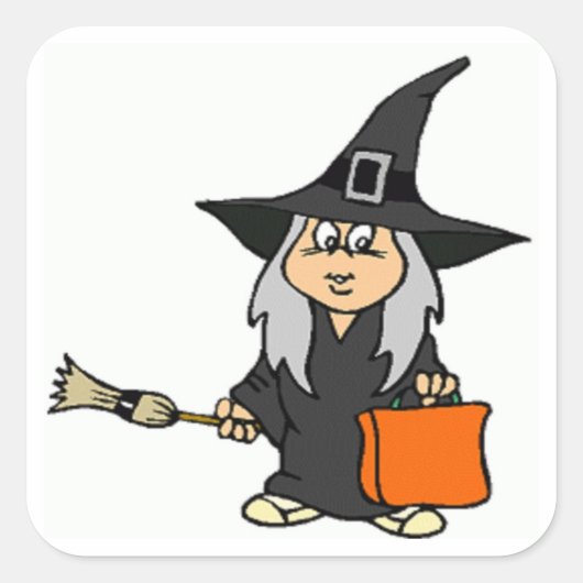 HALLOWEEN WITCH VIERKANTE STICKER (Voorkant)