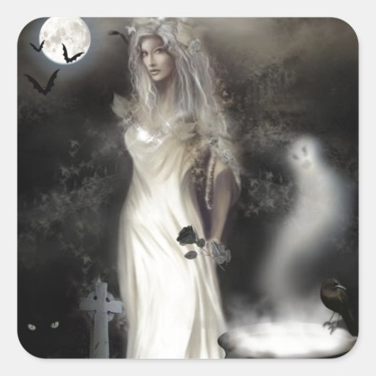 Halloween Witch Vierkante Sticker (Voorkant)