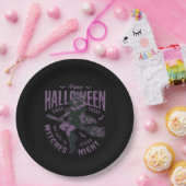 Halloween Witch Vliegen op Bezem Papier Bord - Wit (Feest)