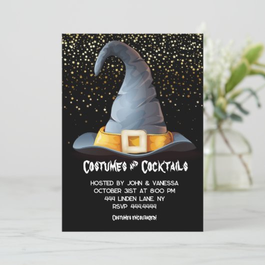 Halloween Witch Volwassen Feest Uitnodigingen (Staand voorkant)