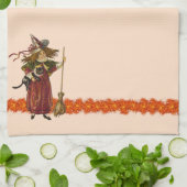 Halloween Witch w Cat Towels Theedoek (Gevouwen)