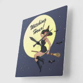 Halloween Witch Wall Clock Vierkante Klok (Hoek)