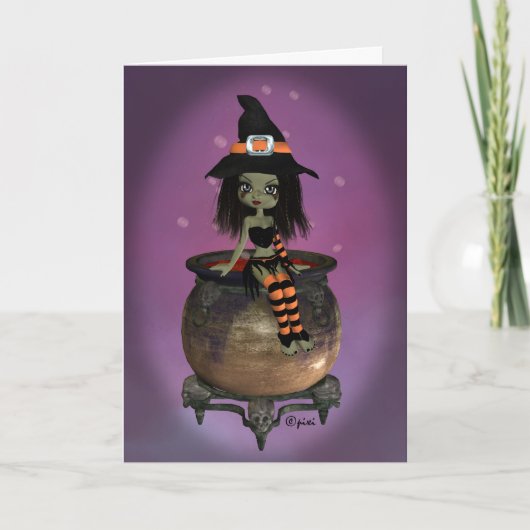 Halloween Witch Wenskaart Kaart (Voorkant)