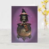 Halloween Witch Wenskaart Kaart (Gele Bloem)