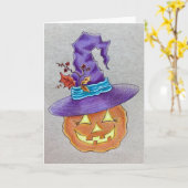 Halloween Witch wenskaart Kaart (Gele Bloem)
