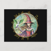 Halloween Witch White Cat Briefkaart (Voorkant)