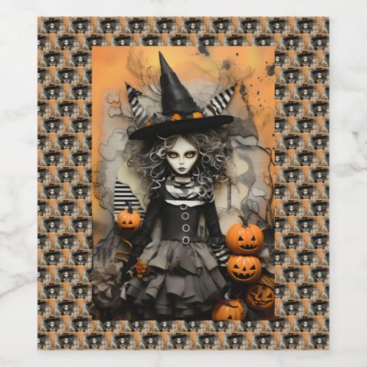 Halloween Witch Wijn Etiket (Enkel label)