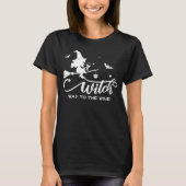 Halloween Witch Wine Flying Broom T-shirt (Voorkant)