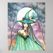 Halloween Witch Winged Cat Poster (Voorkant)