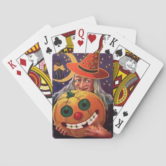 Halloween Witch with Funny Pumpkin Speelkaarten (Achterkant)