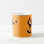 Halloween Witch Yoga Oranje Zwarte Kat Hart Modern Koffiemok (Center)