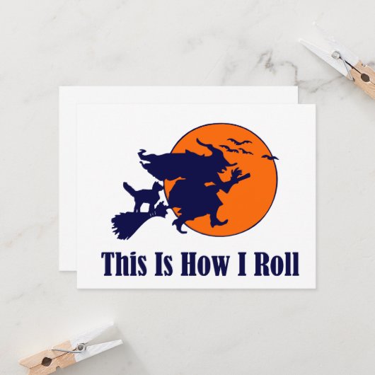 Halloween Witch - Zo ben ik aan het rollen Kaart (Voorkant / Achterkant in situ)