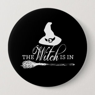Halloween Witch Zwart-wit Button Pin Badge