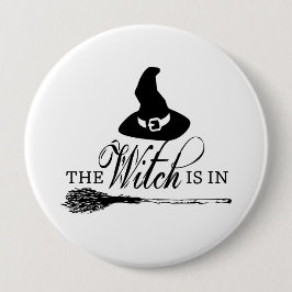 Halloween Witch Zwart-wit Button Pin Badge