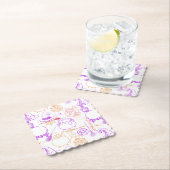 Halloween Witchcraft Patroon Neon 01 Kartonnen Onderzetters (Insitu)