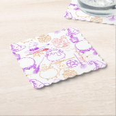 Halloween Witchcraft Patroon Neon 01 Kartonnen Onderzetters (Gebogen)