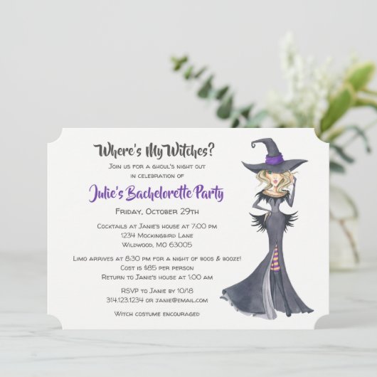 Halloween Witches Bachelorette Party Kaart (Staand voorkant)