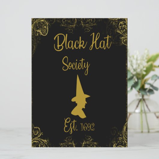 Halloween Witches Ball Black Pet Society Invitatio Kaart (Staand voorkant)