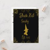 Halloween Witches Ball Black Pet Society Invitatio Kaart (Voorkant / Achterkant in situ)