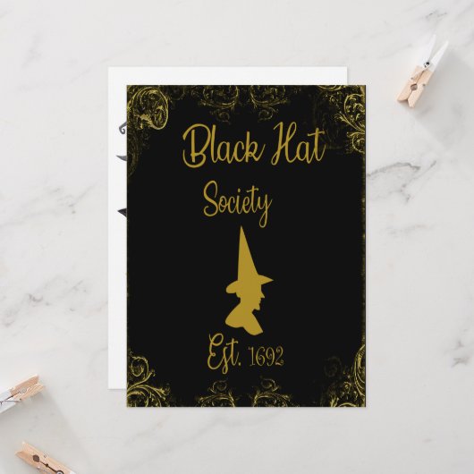 Halloween Witches Ball Black Pet Society Invitatio Kaart (Voorkant / Achterkant in situ)