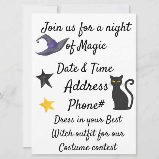 Halloween Witches Ball Black Pet Society Invitatio Kaart (Achterkant)