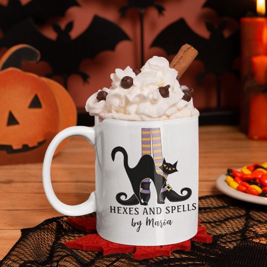 Halloween Witches Black Cat Cute Script Coffe Koffiemok