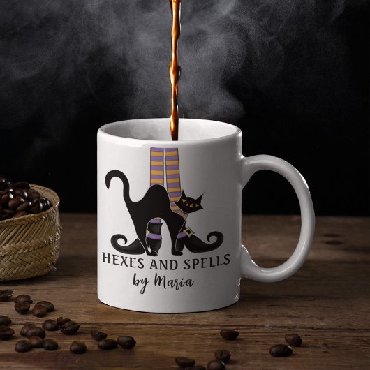 Halloween Witches Black Cat Cute Script Coffe Koffiemok