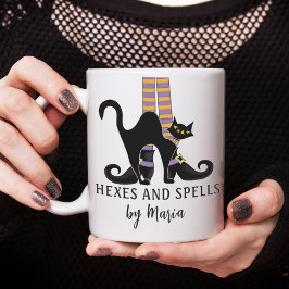 Halloween Witches Black Cat Cute Script Coffe Koffiemok