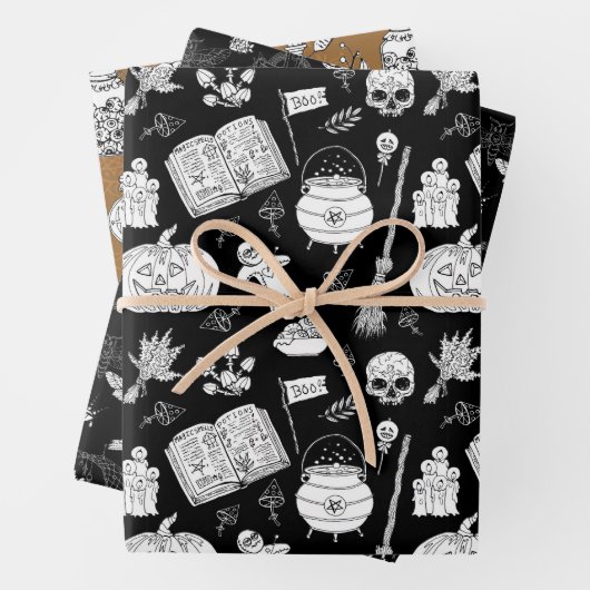 Halloween Witches Brew, Potion, Cats, Pumpkin Bats Inpakpapier Vel (In situ)