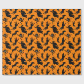 Halloween Witches Cats en Jack O'Lanterns Cadeaupapier (Vlak)