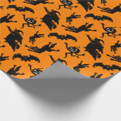 Halloween Witches Cats en Jack O'Lanterns Cadeaupapier (Hoek)