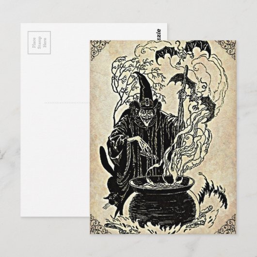 Halloween Witches Cauldron Briefkaart (Voorkant / Achterkant)