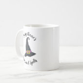 Halloween Witches Hat Cute Whimsical Script Koffiemok (Voorkant links)