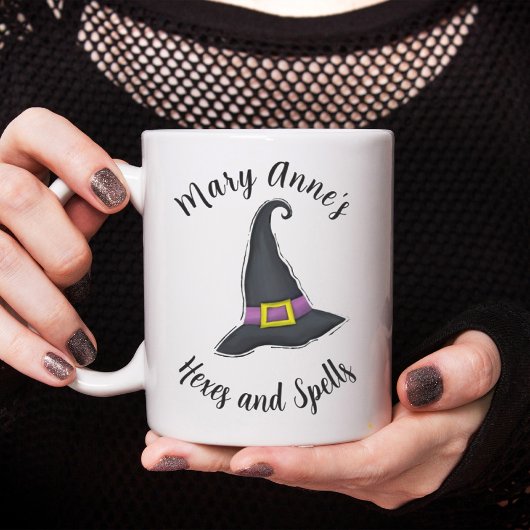 Halloween Witches Hat Cute Whimsical Script Koffiemok