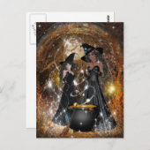 Halloween Witches in Black Briefkaart (Voorkant / Achterkant)