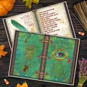 Halloween Witches Magic Spell Book Eyeball Party Kaart