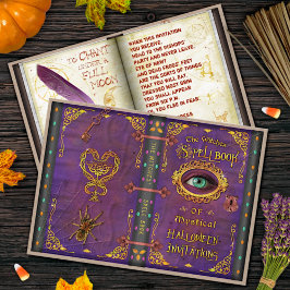 Halloween Witches Magic Spell Book Eyeball Spider Kaart