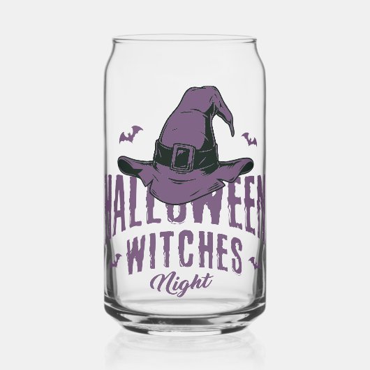 Halloween Witches Night Glass - Spooky Paarse Blikvorm Glas (Voorkant)