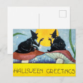 Halloween Witches on Toadstool with Full Moon Briefkaart (Voorkant / Achterkant)