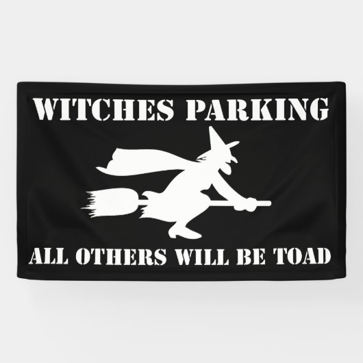 Halloween Witches Parking Humor Spandoek (Horizontaal)