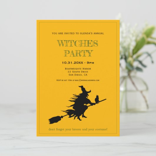 Halloween Witches party Kaart (Staand voorkant)