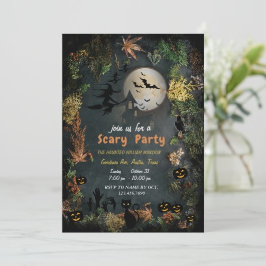 Halloween Witches Party Night Planner Uitnodiging (Staand voorkant)