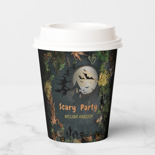 Halloween Witches Party Night Planner Uitnodiging Papieren Bekers (Achterkant)