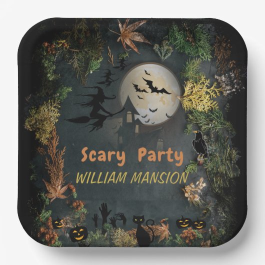 Halloween Witches Party Night Planner Uitnodiging Papieren Bordje (Voorkant)