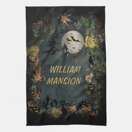 Halloween Witches Party Night Planner Uitnodiging Theedoek (Verticaal)